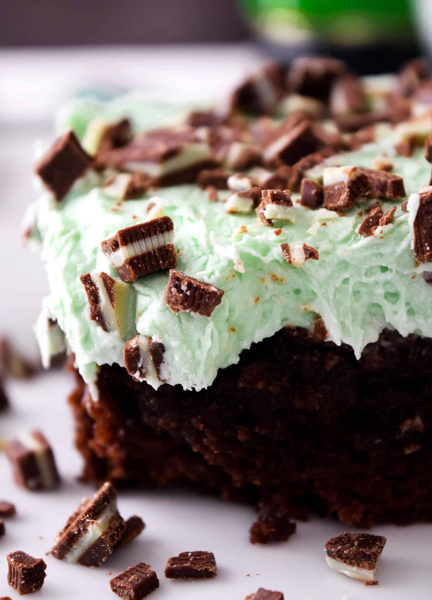 close up of creme de menthe brownie | Domestic Science